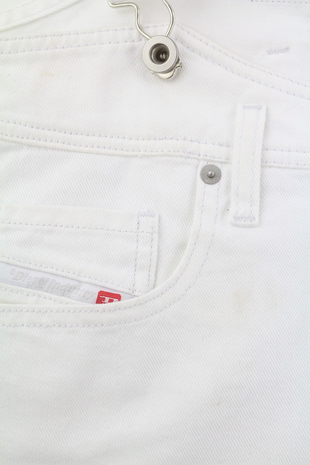 DIESEL De-Mury Women Shorts S Denim White Turn-Up Salopettes Buttoned RRP€170