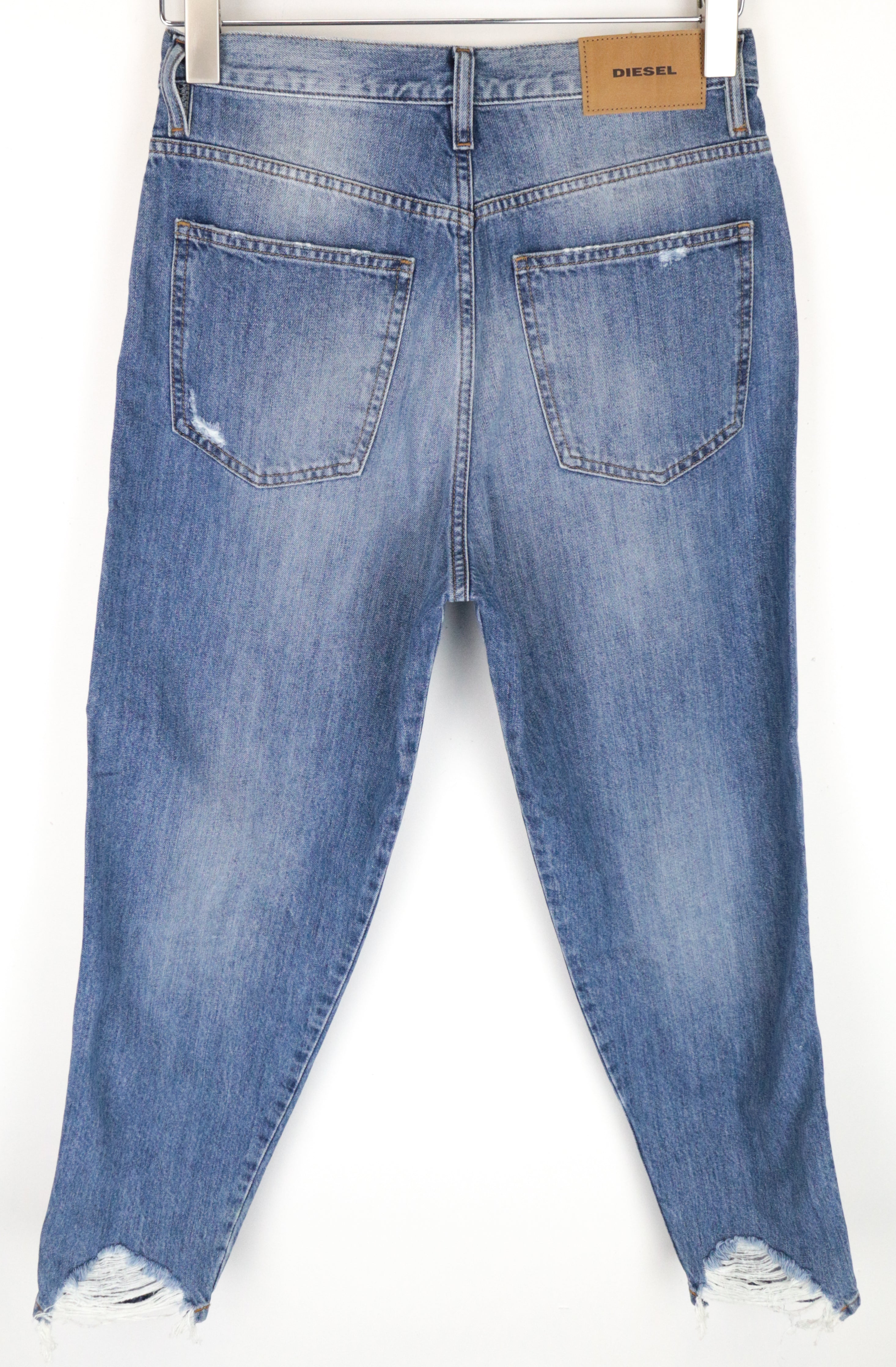 DIESEL Alys 084ZE Women's W26 L30 Jeans Straight Fit Ripped Cotton Blue Wash