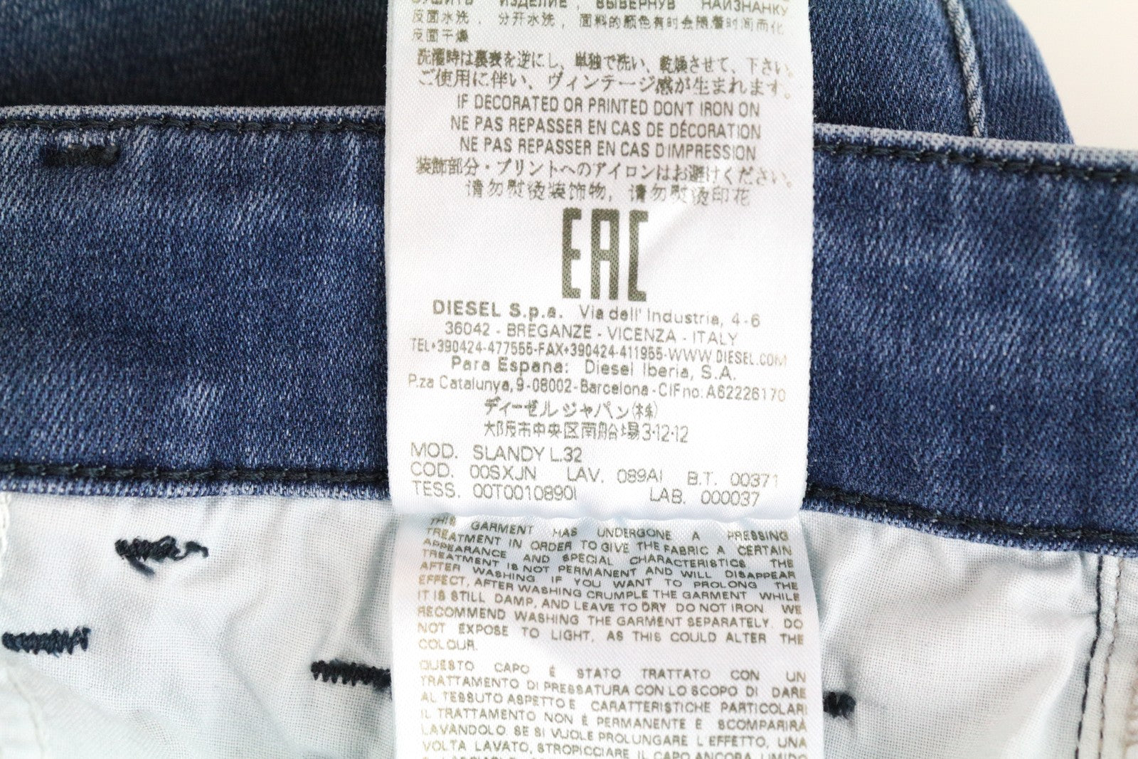 DIESEL Slandy 089AI Women Jeans W32/L32 Super Skinny Ripped Stretch Blue