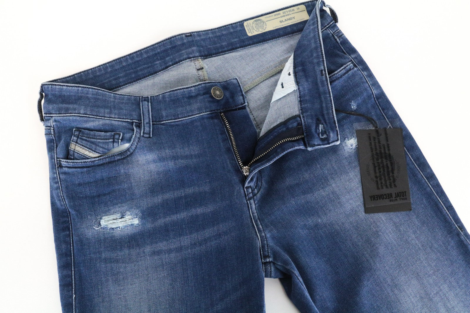 DIESEL Slandy 089AI Women Jeans W32/L32 Super Skinny Ripped Stretch Blue