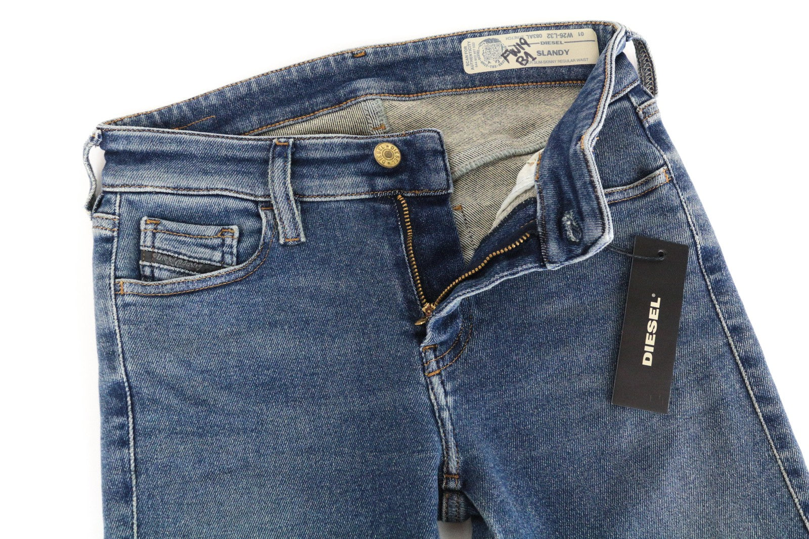 DIESEL Slandy 083AL Women Jeans W26/L32 Super Skinny Cotton Stretch Blue