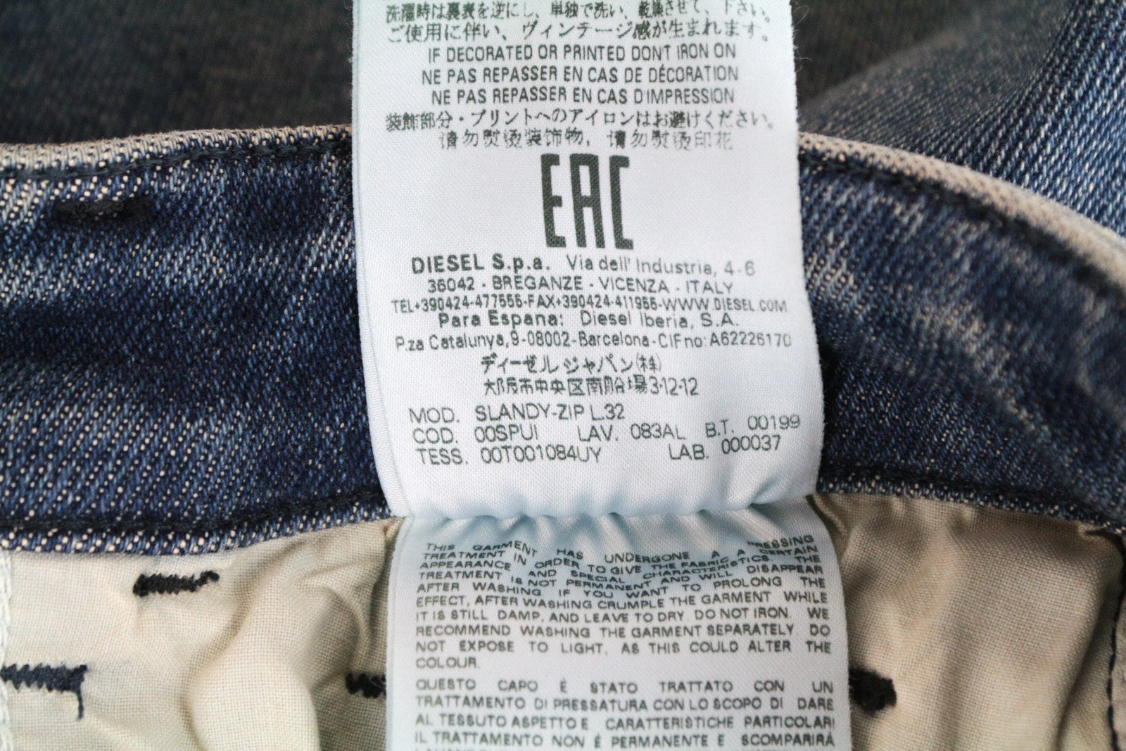 DIESEL Slandy-Zip 083AL Women Jeans W33/L32 Super Skinny Cotton Stretch Blue