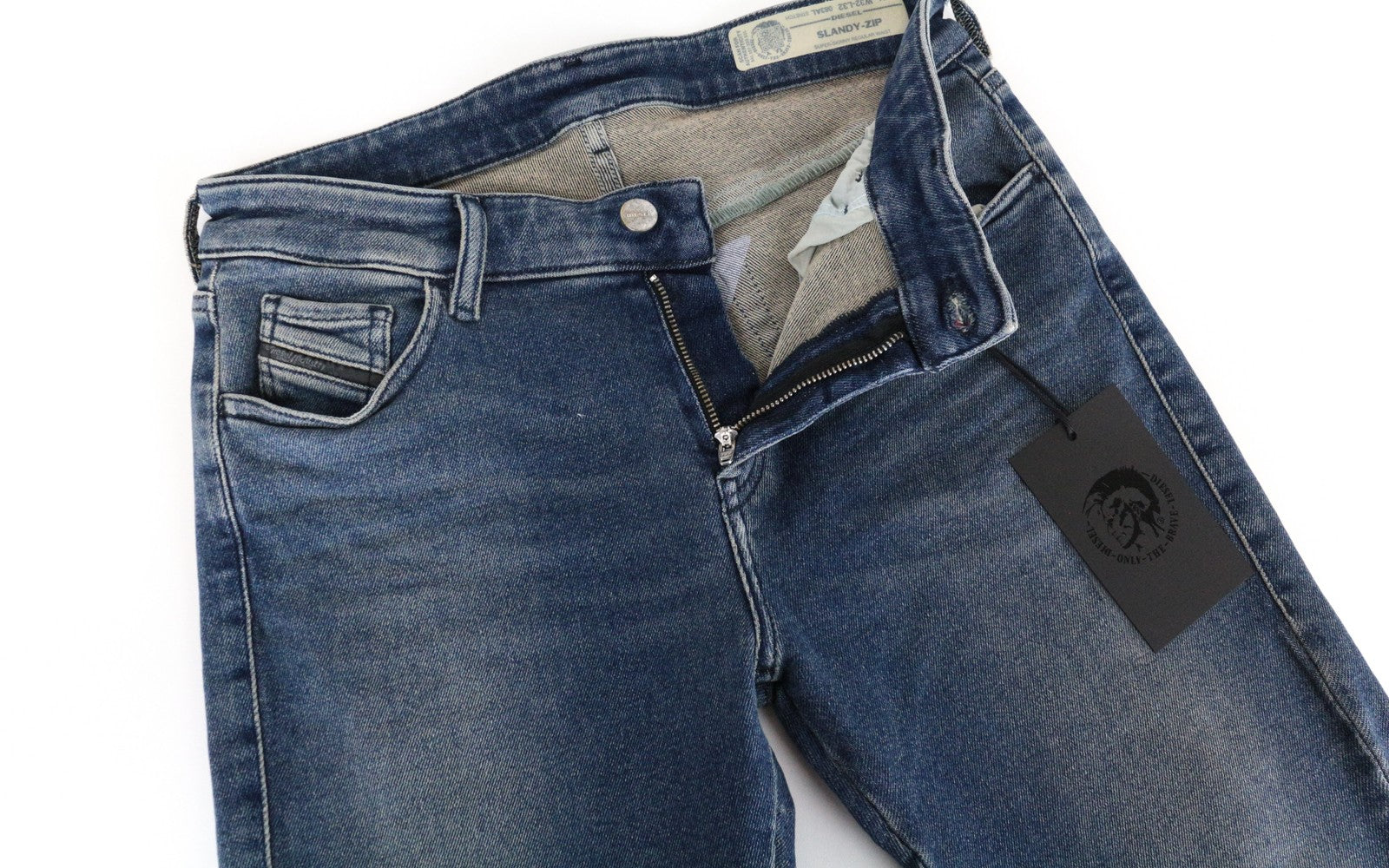 DIESEL Slandy-Zip 083AL Women Jeans W33/L32 Super Skinny Cotton Stretch Blue