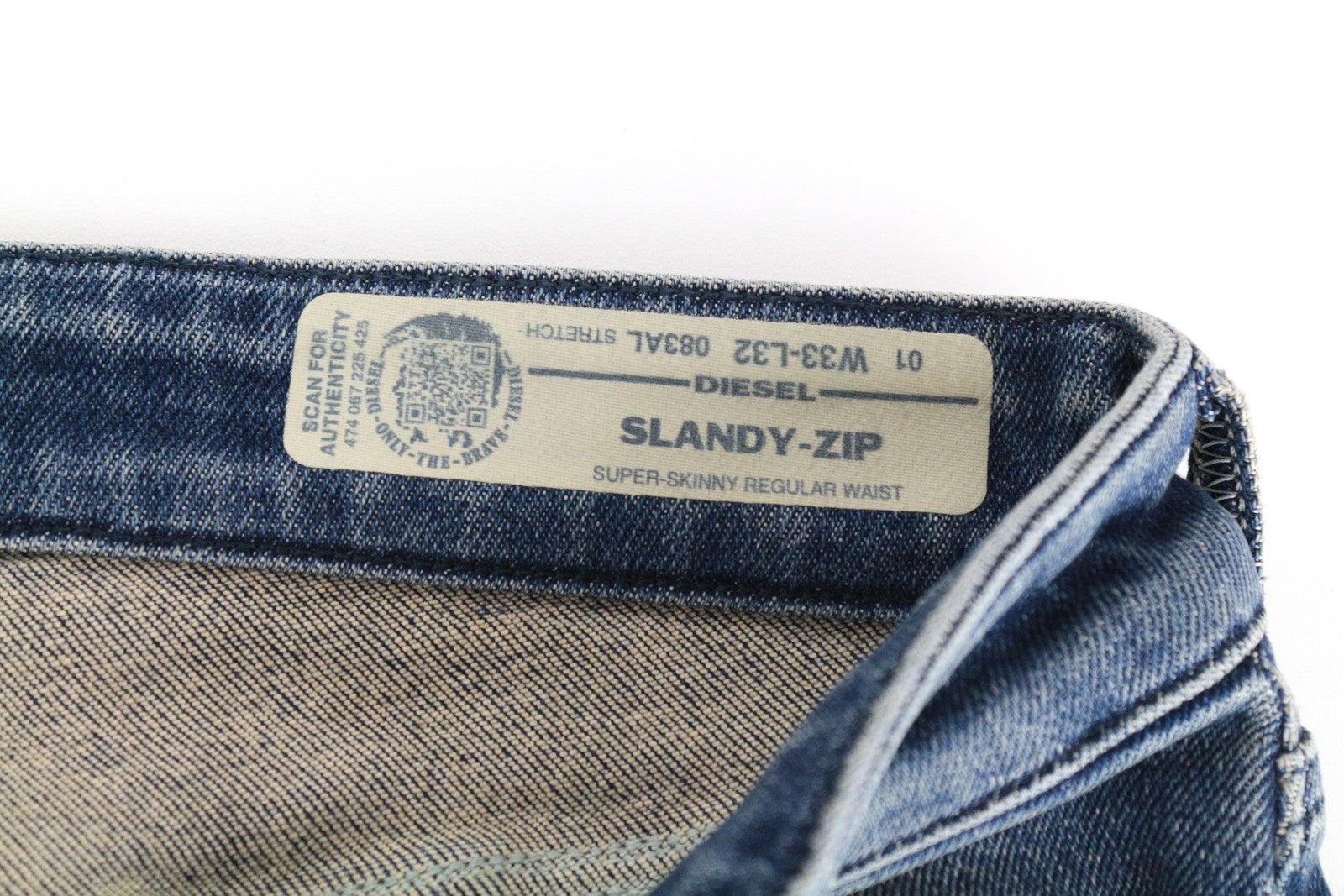 DIESEL Slandy-Zip 083AL Women Jeans W33/L32 Super Skinny Cotton Stretch Blue