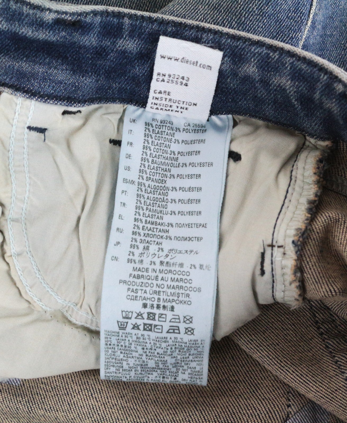 DIESEL Slandy-Zip 083AL Women Jeans W33/L32 Super Skinny Cotton Stretch Blue