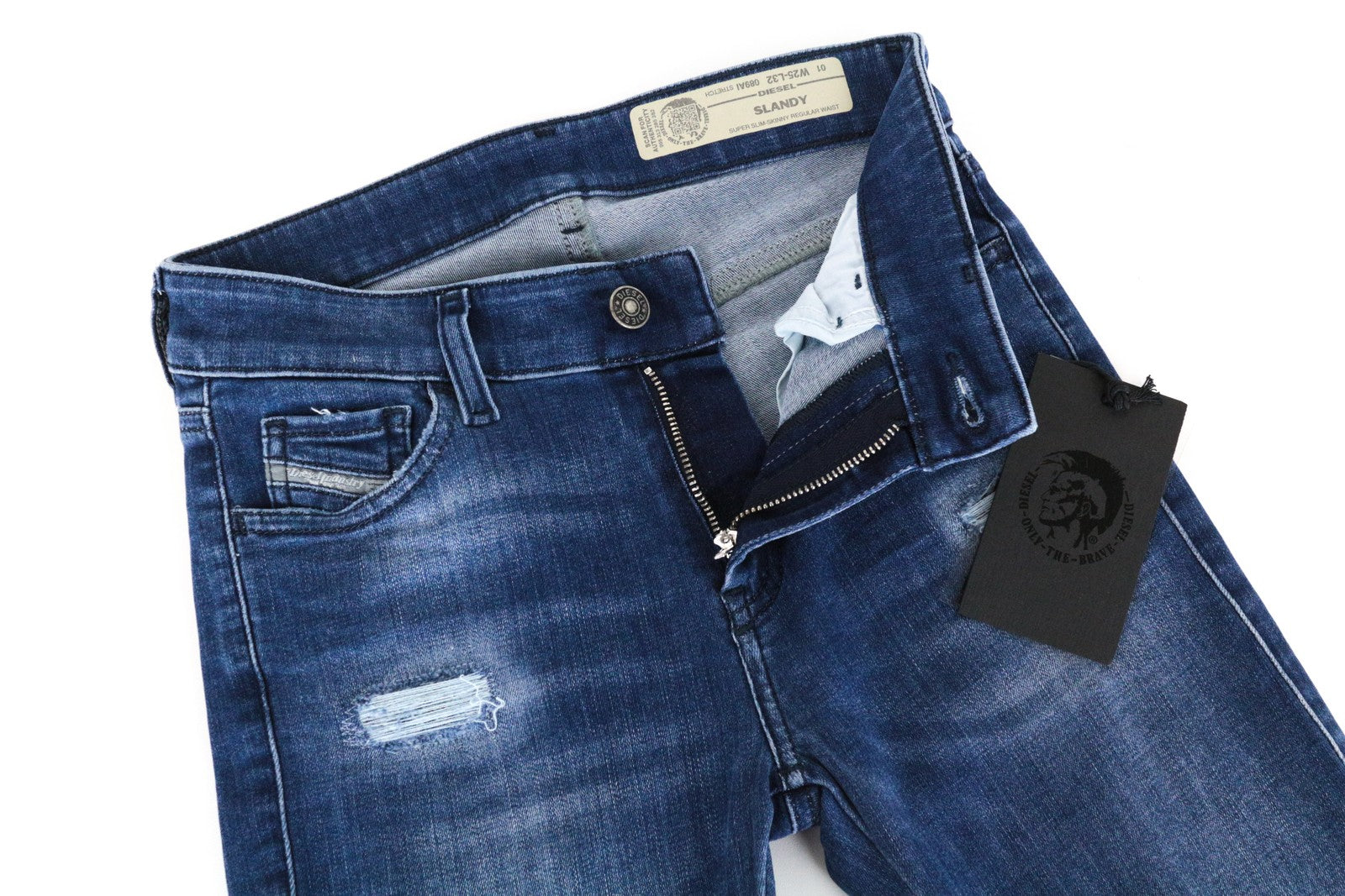 DIESEL Slandy 089AI Women Jeans W25/L32 Super Skinny Cotton Stretch Blue