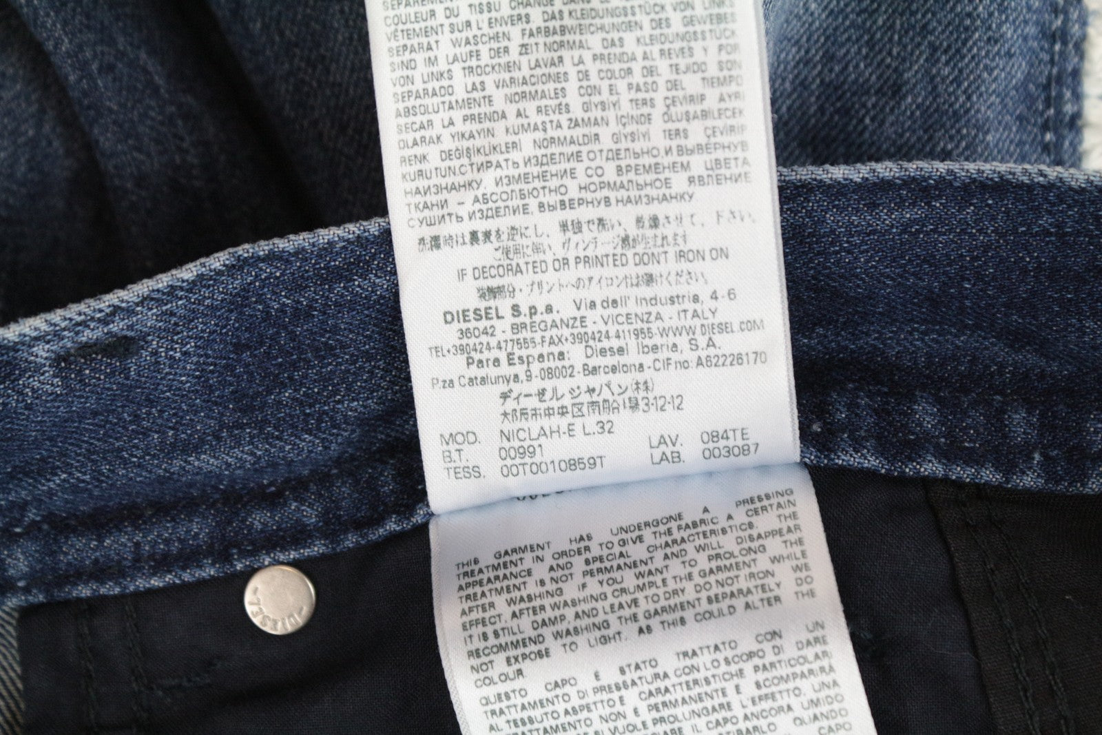 DIESEL Niclah-E 084TE Women Jeans W27/L32 Straight Cotton Blue Washed