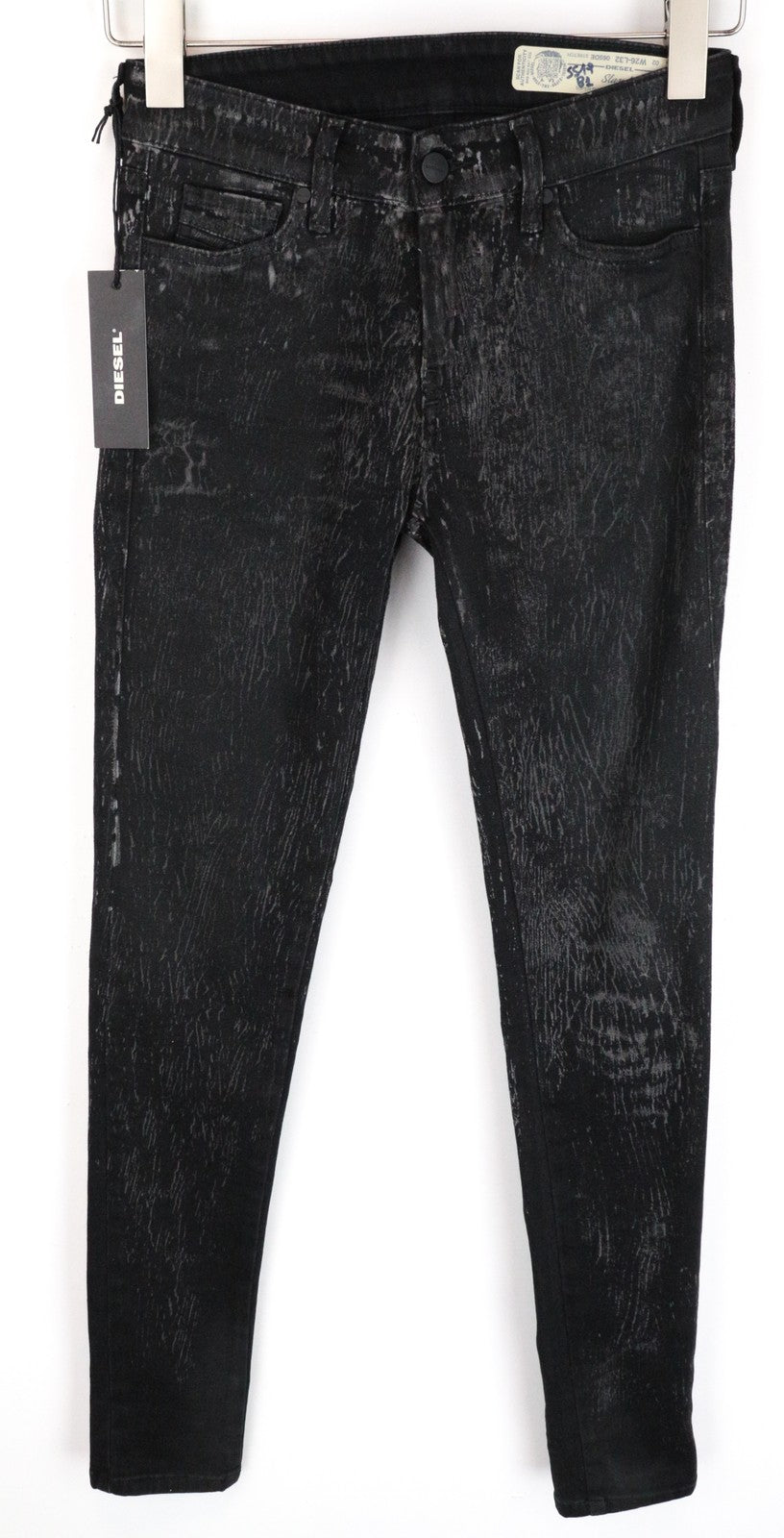 DIESEL Slandy 069DE Women Jeans W26/L32 Super Slim Skinny Black Cotton Stretch