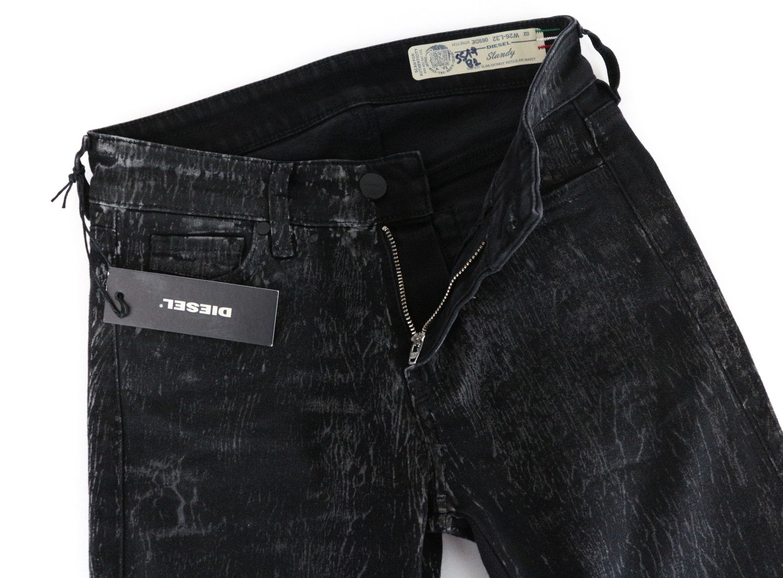 DIESEL Slandy 069DE Women Jeans W26/L32 Super Slim Skinny Black Cotton Stretch