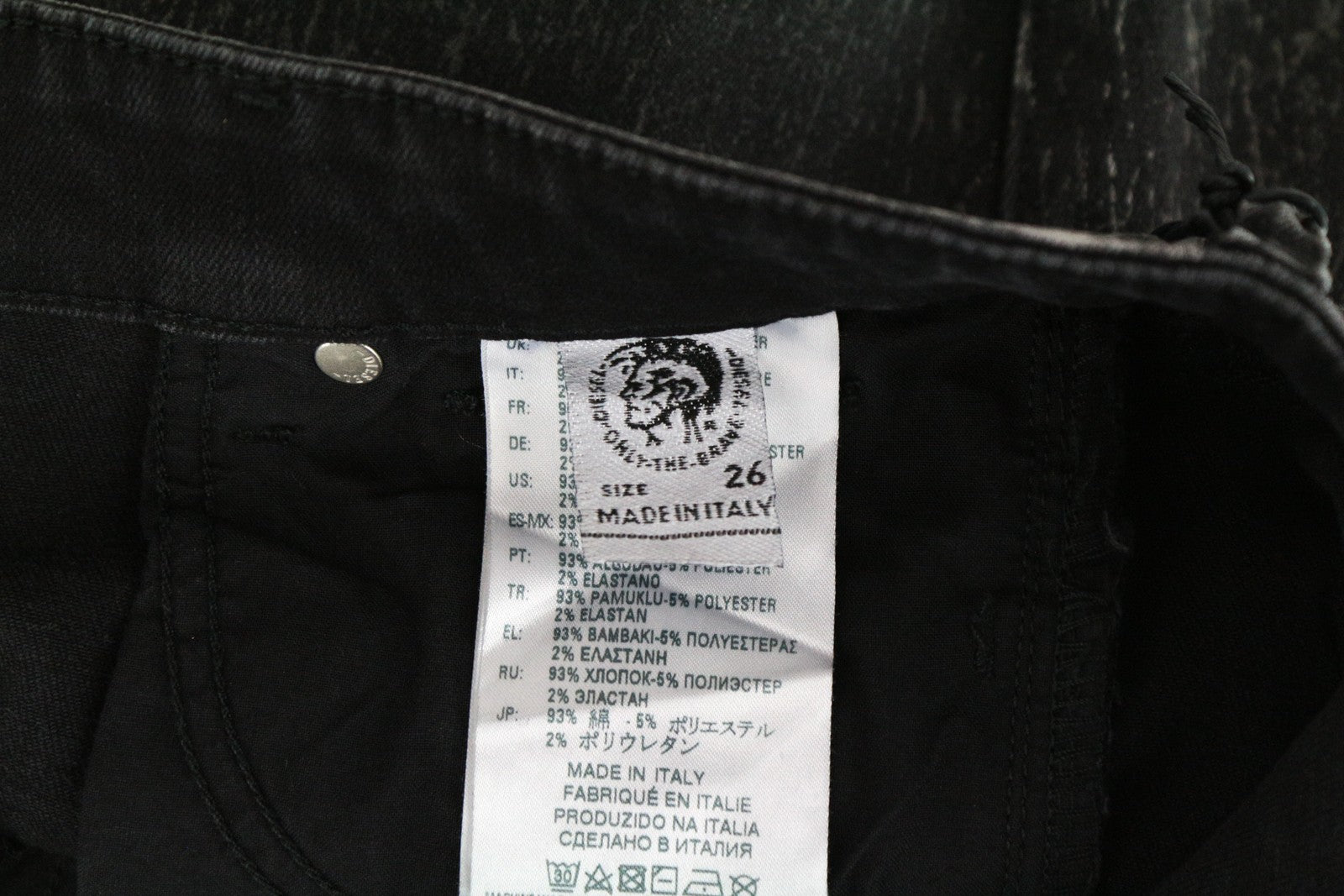 DIESEL Slandy 069DE Women Jeans W26/L32 Super Slim Skinny Black Cotton Stretch