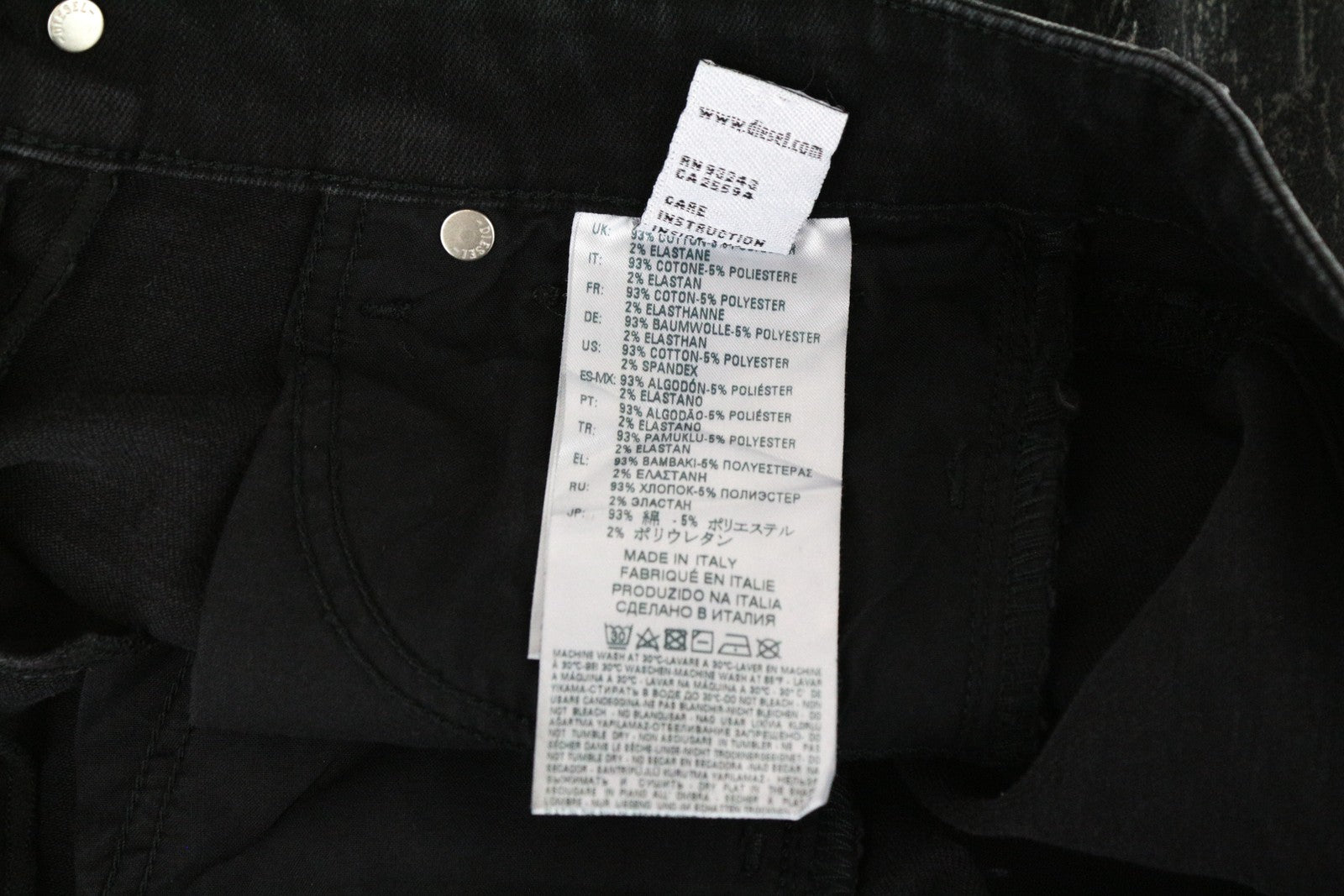 DIESEL Slandy 069DE Women Jeans W26/L32 Super Slim Skinny Black Cotton Stretch