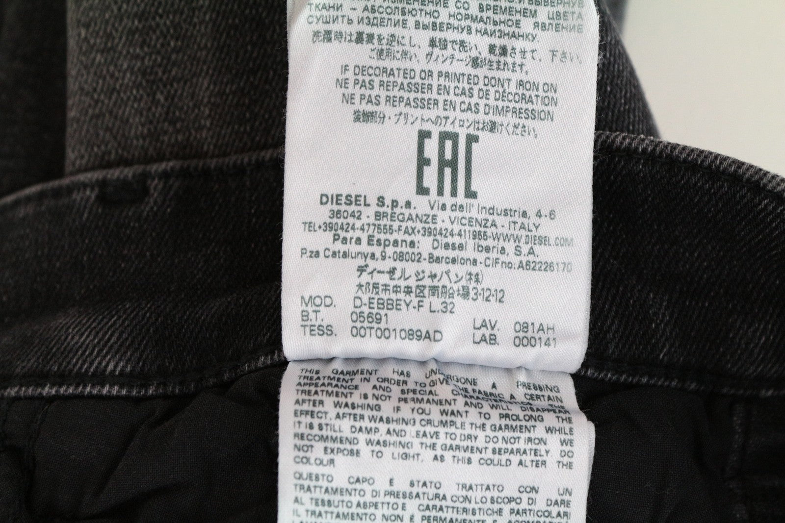 DIESEL D-Ebbey-F 081AH Women Jeans W26/L32 Bootcut Cotton Stretch Grey Low Waist