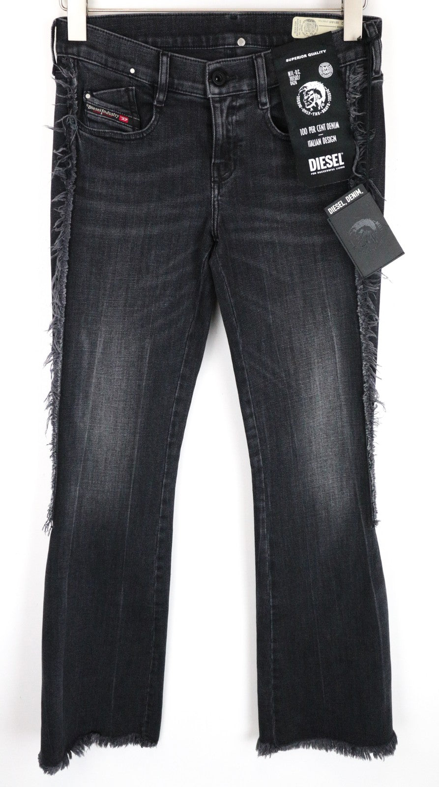 DIESEL D-Ebbey-F 081AH Women Jeans W26/L32 Bootcut Cotton Stretch Grey Low Waist