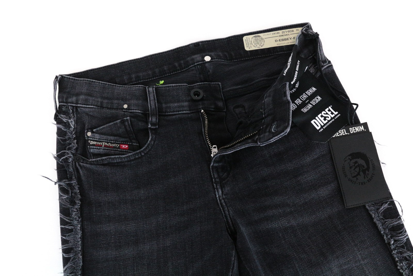 DIESEL D-Ebbey-F 081AH Women Jeans W26/L32 Bootcut Cotton Stretch Grey Low Waist