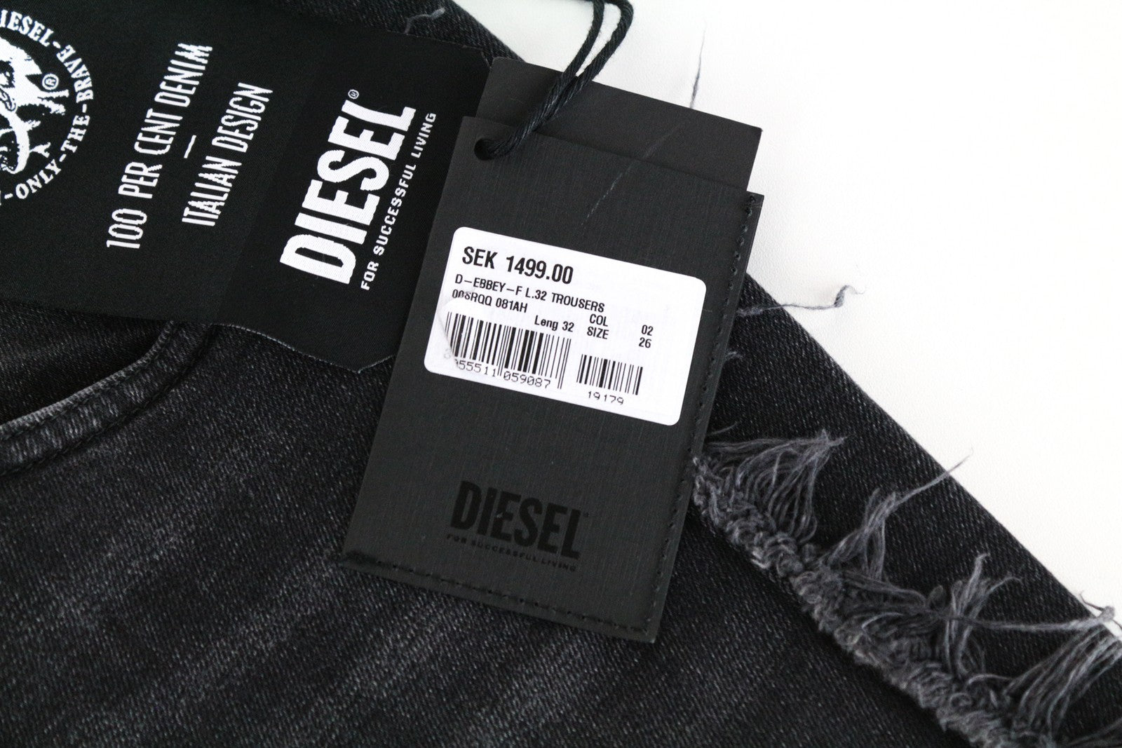 DIESEL D-Ebbey-F 081AH Women Jeans W26/L32 Bootcut Cotton Stretch Grey Low Waist