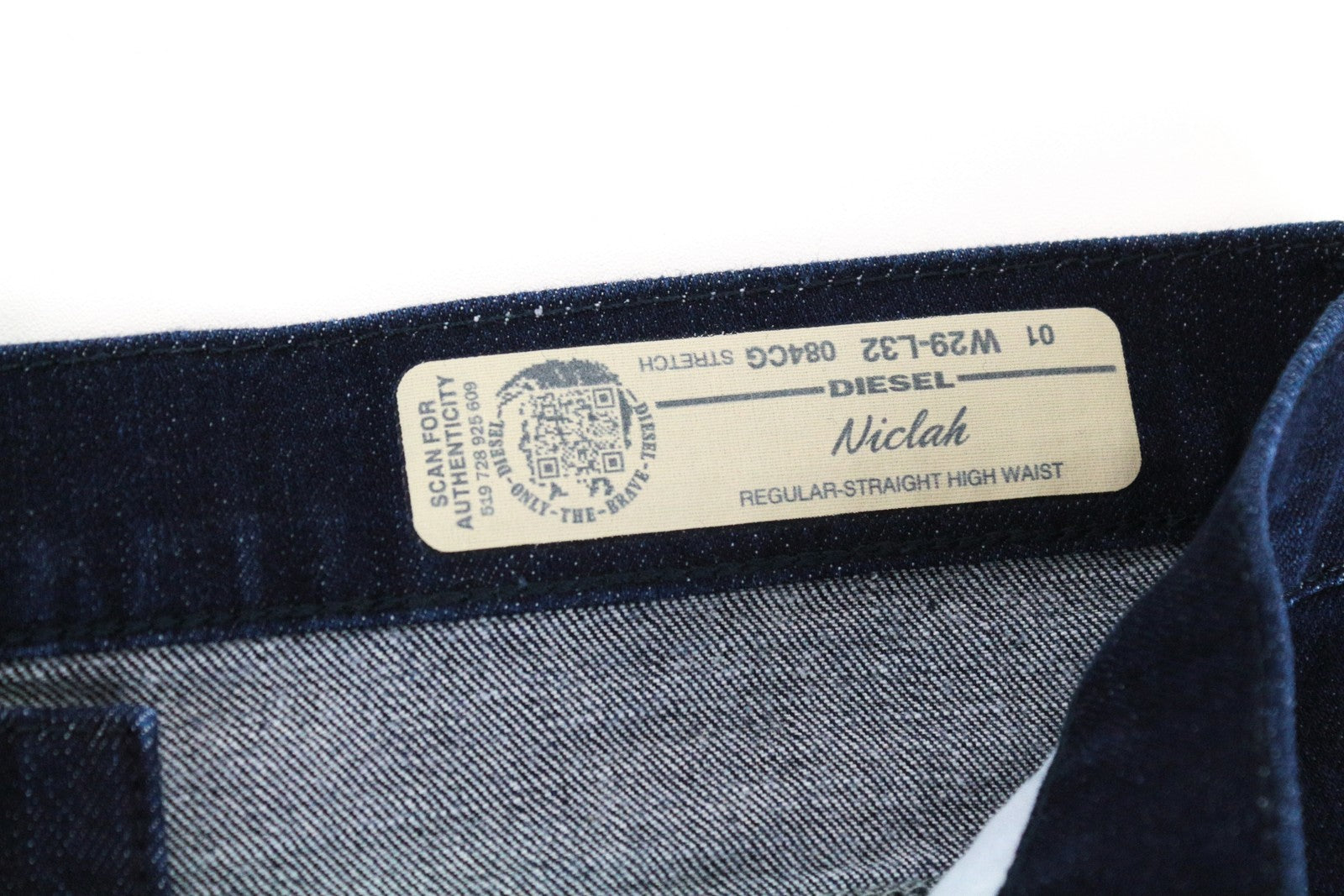 DIESEL Niclah 084CG Women Jeans W29/L32 Straight Blue Cotton Stretch High Waist