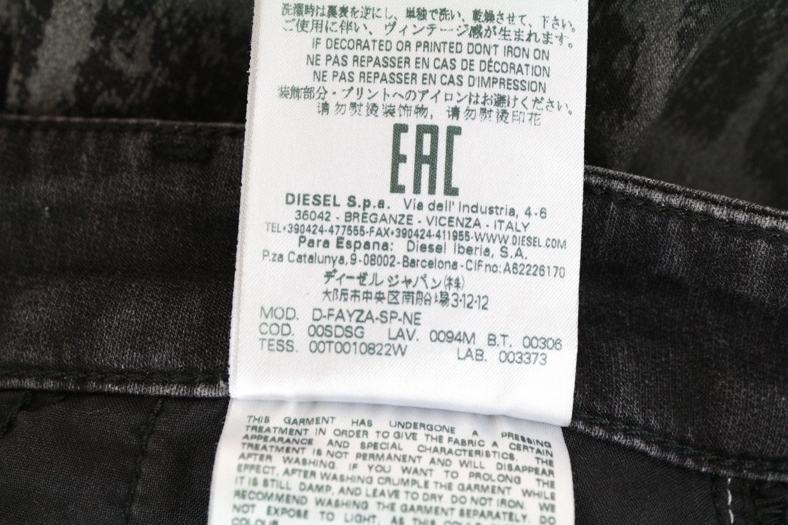 DIESEL D-Fayza-SP-NE 0094M Women Jeans W26 Jogg Sweat Low Boyfriend Black Print