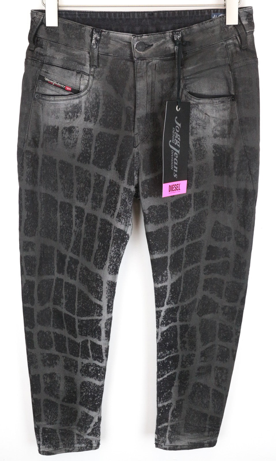 DIESEL D-Fayza-SP-NE 0094M Women Jeans W26 Jogg Sweat Low Boyfriend Black Print