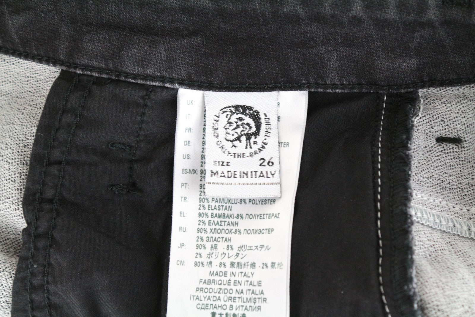 DIESEL D-Fayza-SP-NE 0094M Women Jeans W26 Jogg Sweat Low Boyfriend Black Print