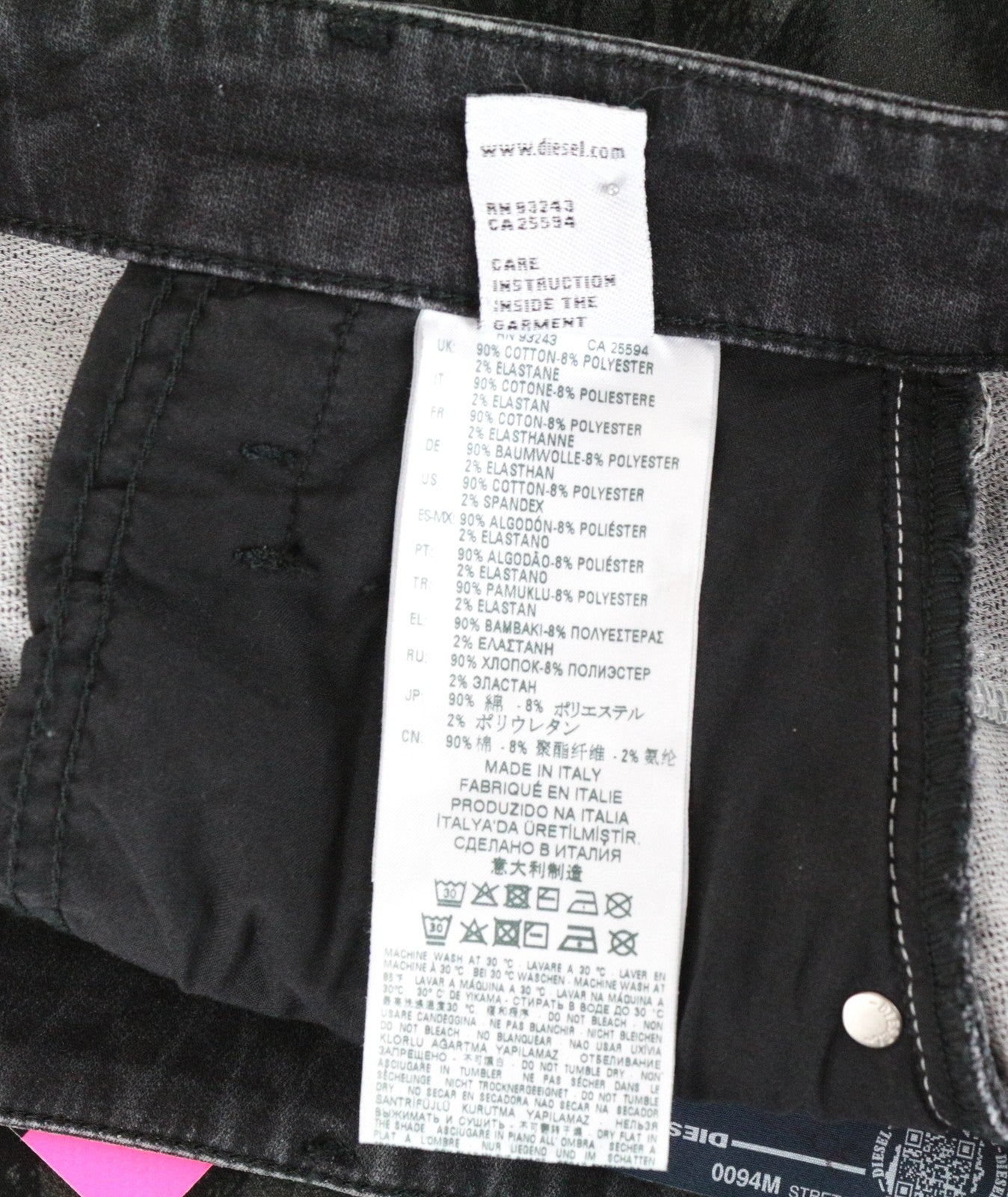 DIESEL D-Fayza-SP-NE 0094M Women Jeans W26 Jogg Sweat Low Boyfriend Black Print