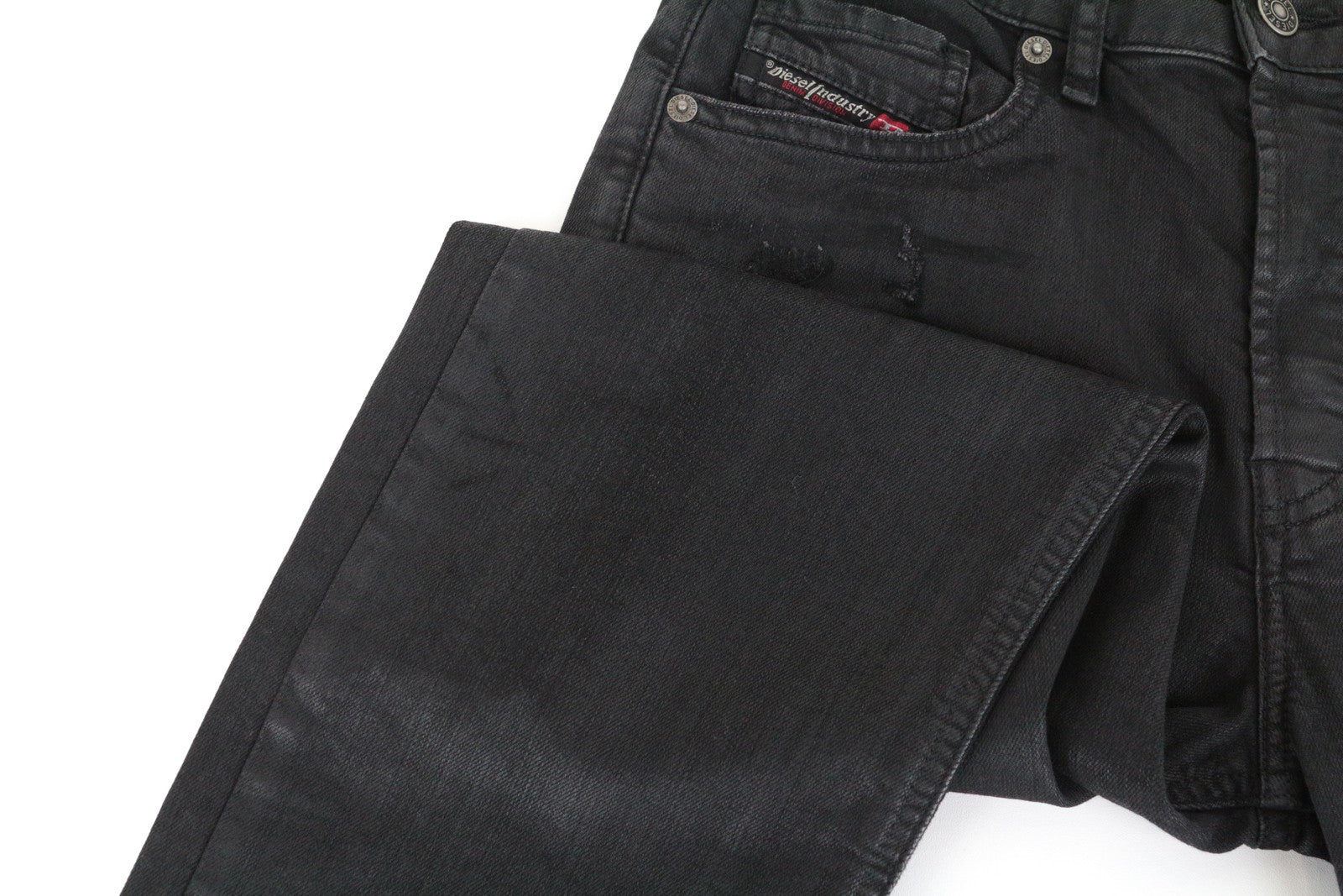 DIESEL Aryel 069JD Women Jeans W25/L32 Regular Straight Coated Black Stretch