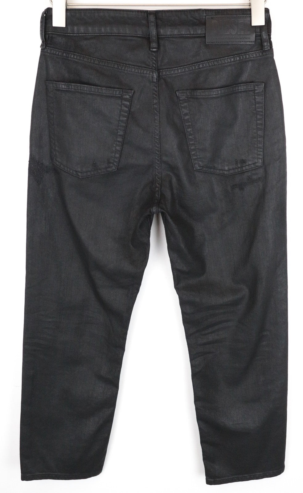 DIESEL Aryel 069JD Women Jeans W26/L32 Coated Stretch Straight Distress Black