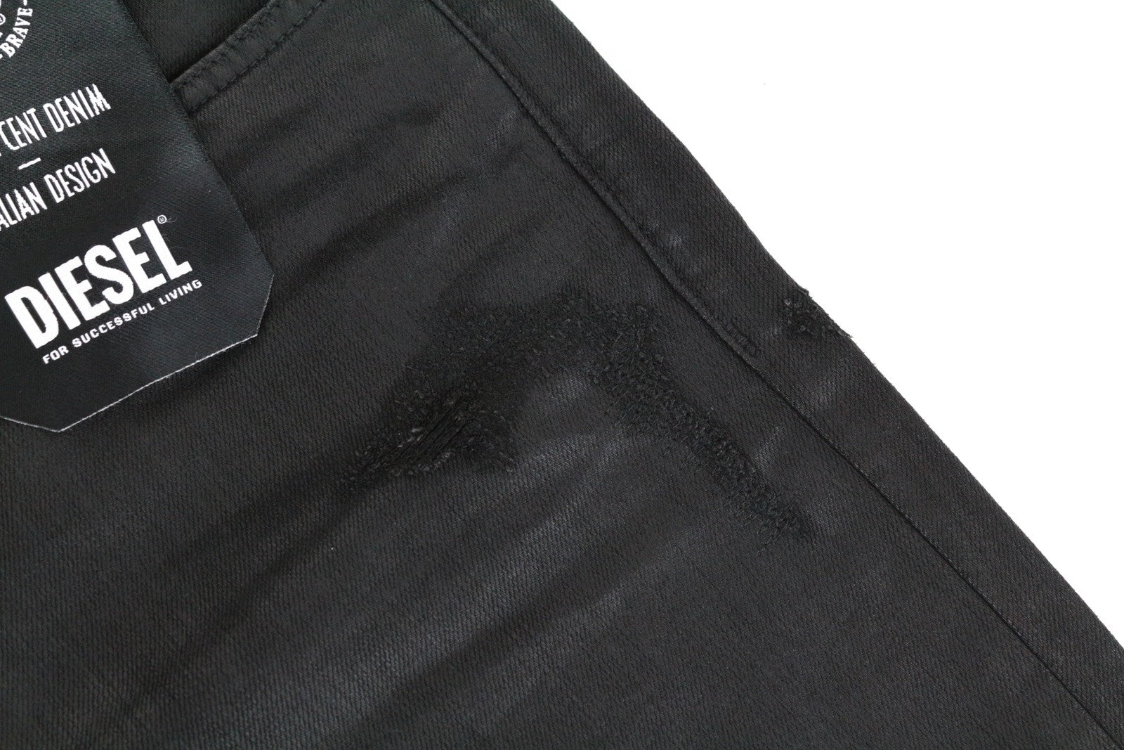 DIESEL Aryel 069JD Women Jeans W26/L32 Coated Stretch Straight Distress Black