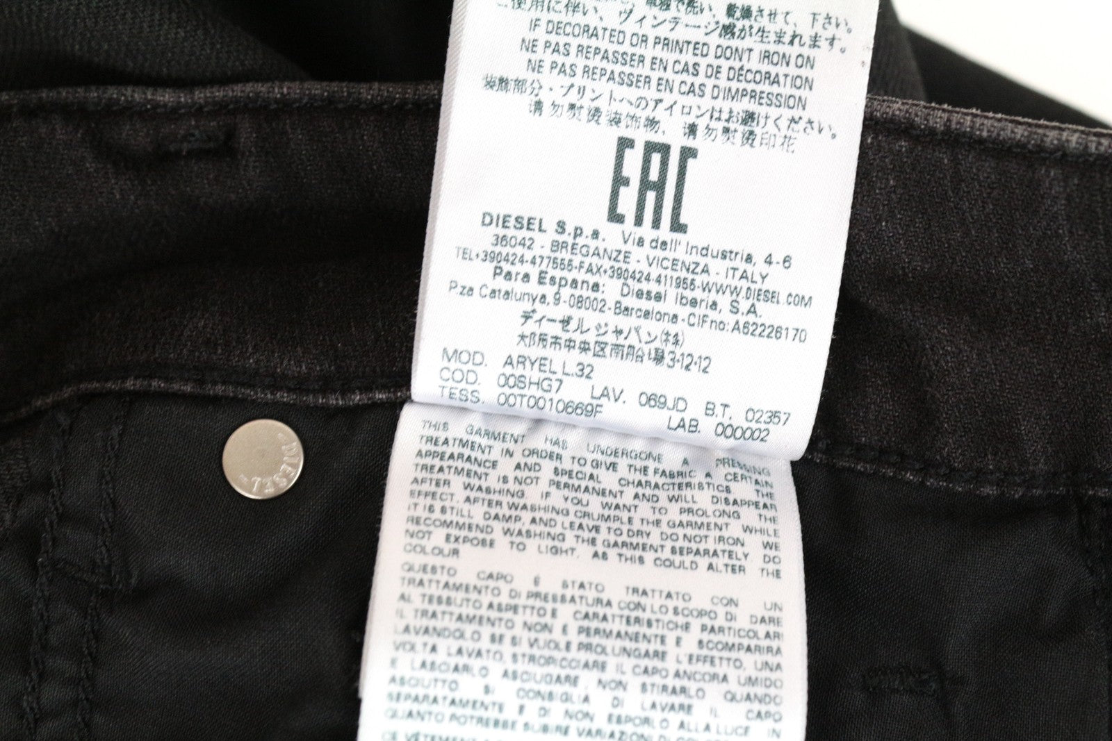 DIESEL Aryel 069JD Women Jeans W24/L32 Girls Stretch Regular Straight Black