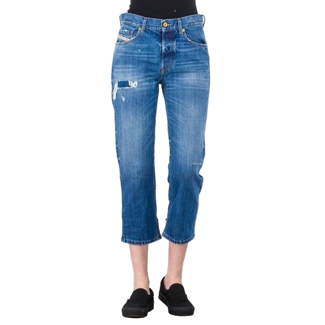 DIESEL Aryel 080AH Women Jeans W24/L30 Distress Straight Blue Girls Non-Stretch