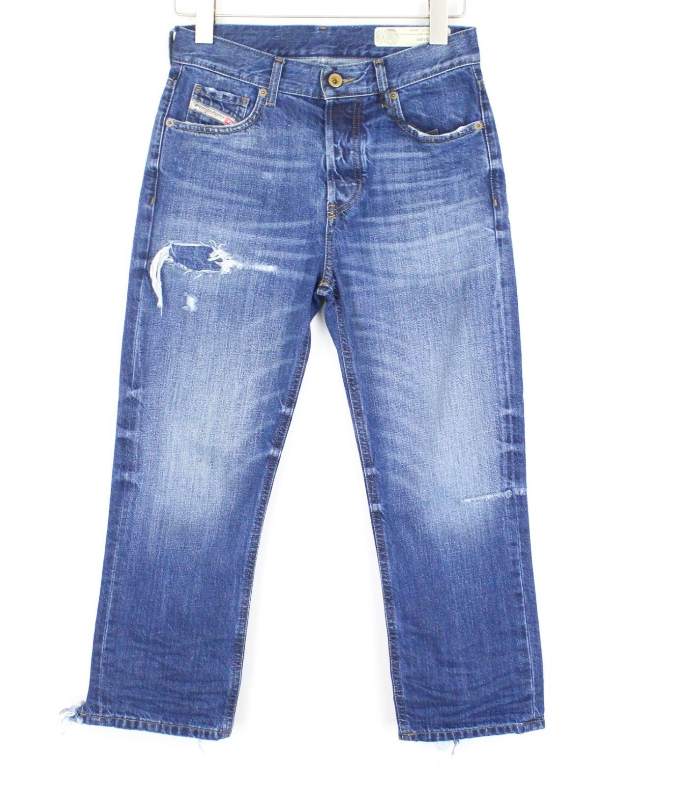 DIESEL Aryel 080AH Women Jeans W24/L30 Distress Straight Blue Girls Non-Stretch