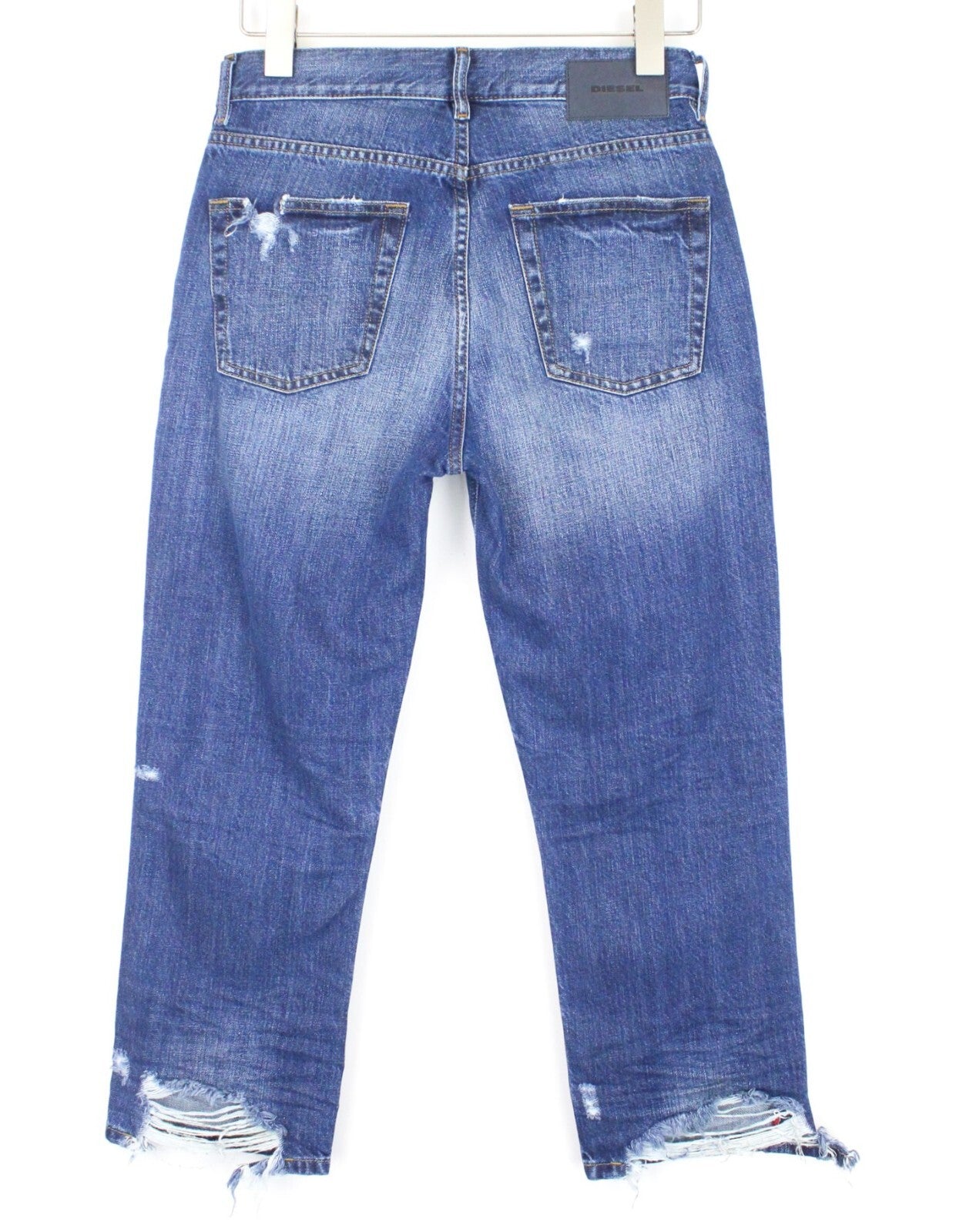 DIESEL Aryel 080AH Women Jeans W24/L30 Distress Straight Blue Girls Non-Stretch