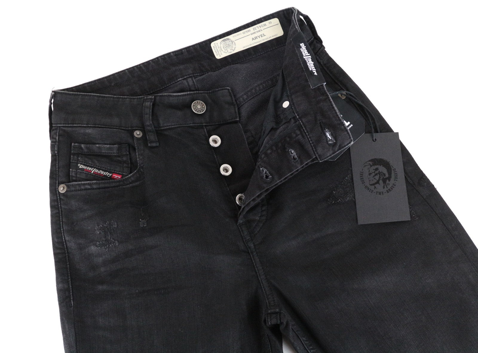 DIESEL Aryel 069JD Women Jeans W24/L32 Regular Straight Girls Stretch Black