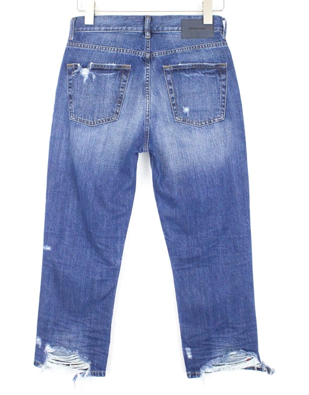 DIESEL Aryel 080AH Women Jeans W26/L30 Straight Distressed Blue Non-Stretch