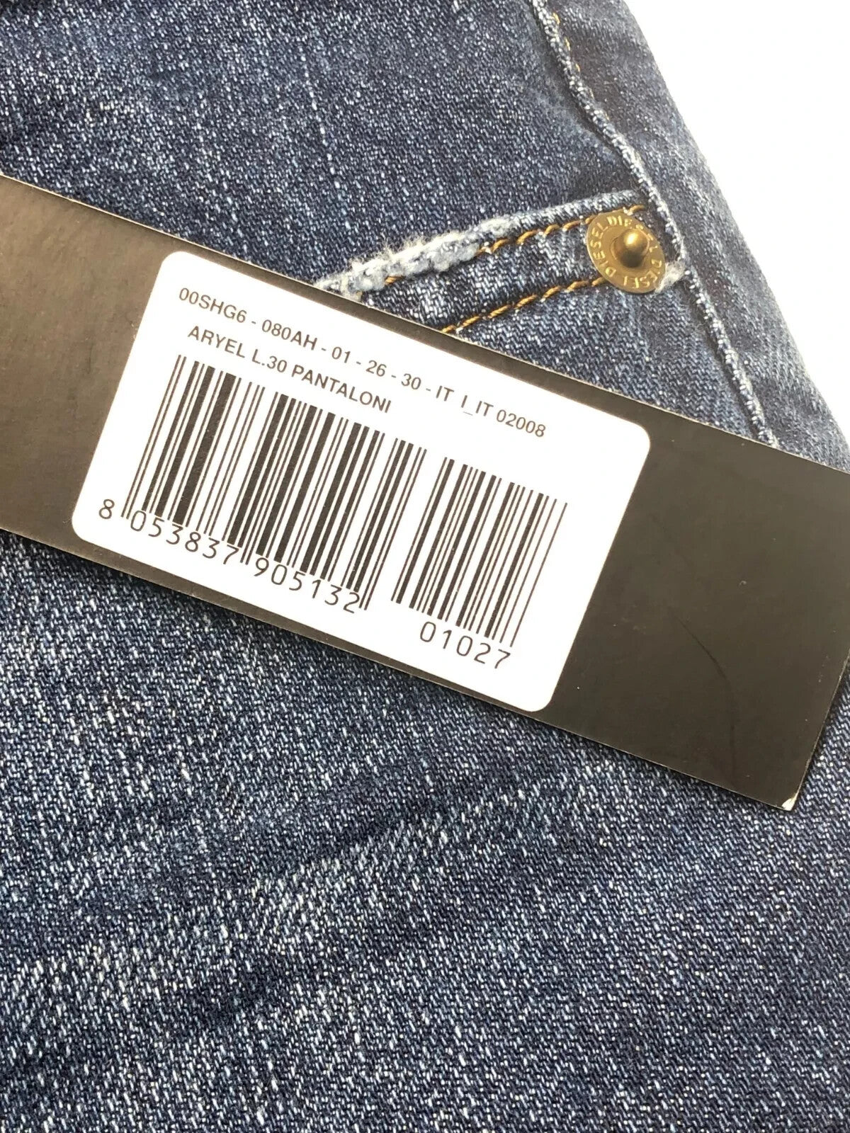 DIESEL Aryel 080AH Women Jeans W26/L30 Straight Distressed Blue Non-Stretch