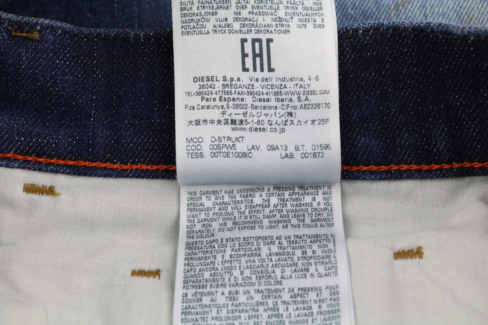 DIESEL D-Strukt 09A13 Mens Jeans W33/L32 Slim  Stretch RRP€295 Washed Blue