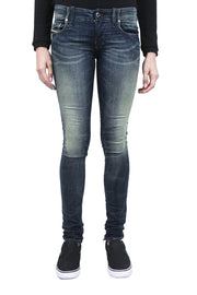 DIESEL Grupee-NE 0601L Women Jeans W25 Jogg Sweat Super Slim Stretch Dark Blue