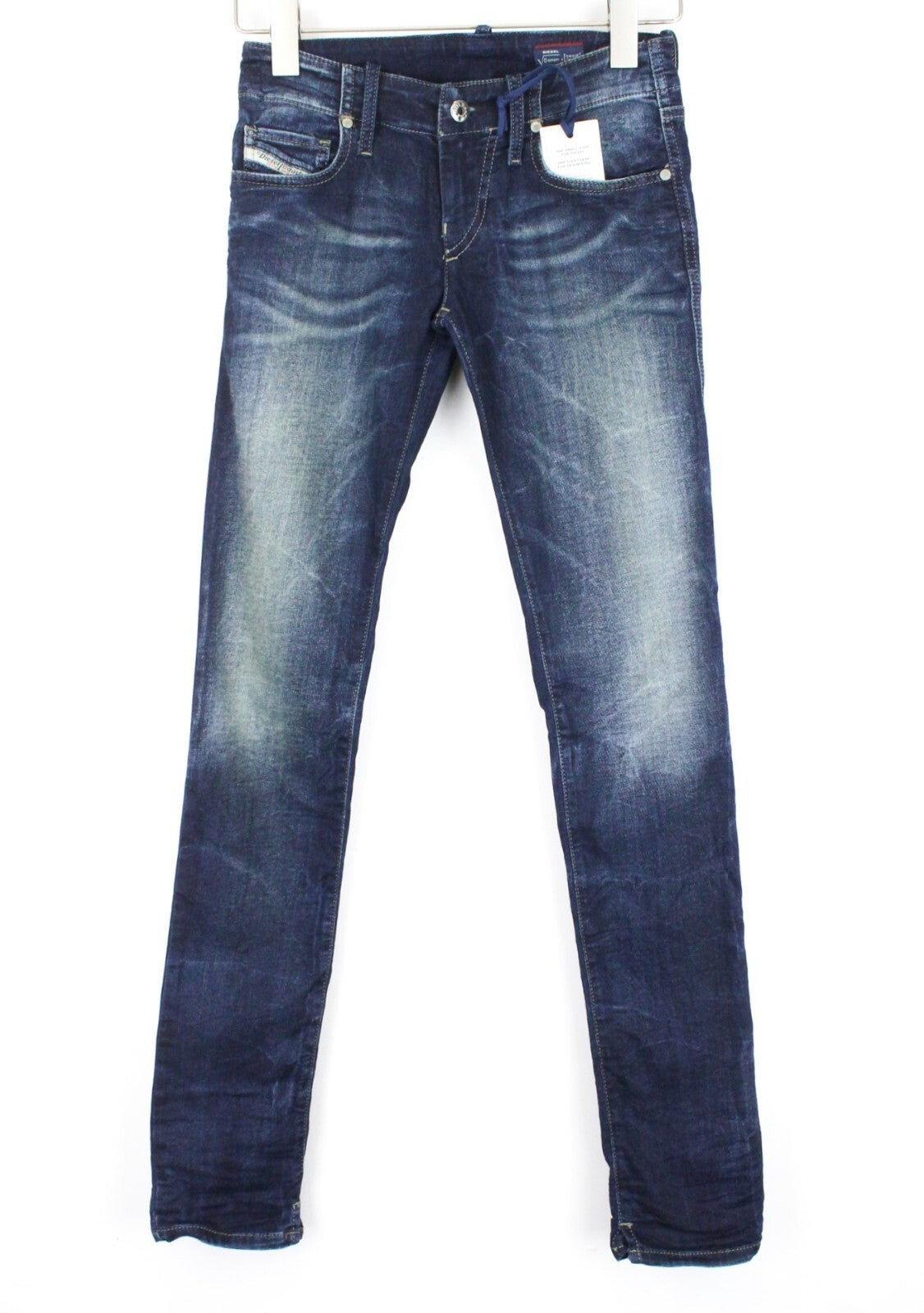 DIESEL Grupee-NE 0601L Women Jeans W25 Jogg Sweat Super Slim Stretch Dark Blue