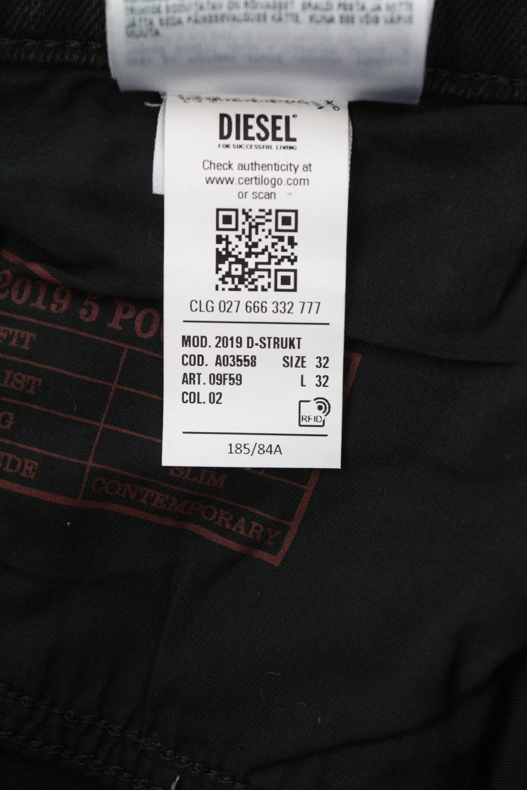 DIESEL 2019 D-Strukt 09F59 Mens Jeans W32/L32 Slim Ripped Washed  RRP€250