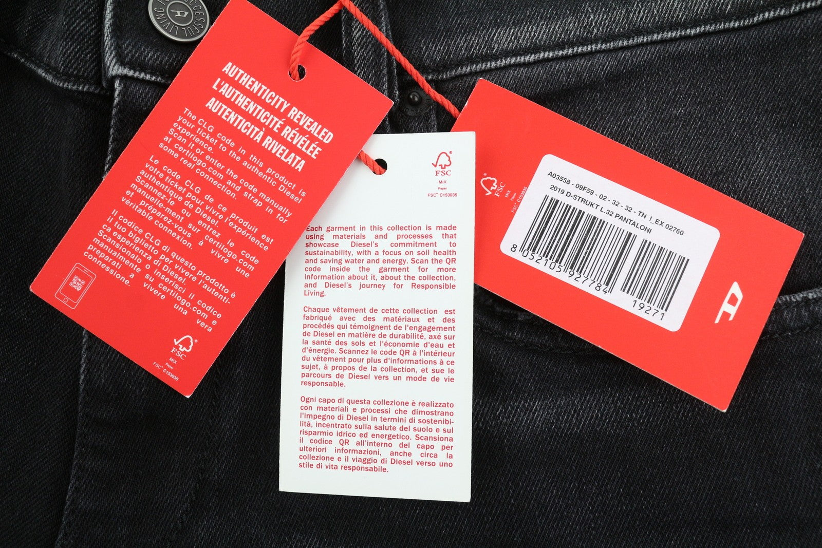 DIESEL 2019 D-Strukt 09F59 Mens Jeans W32/L32 Slim Ripped Washed  RRP€250