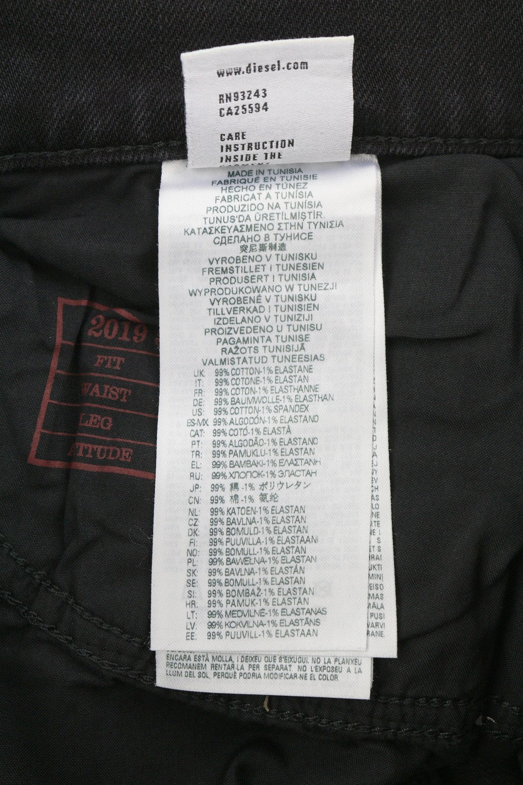 DIESEL 2019 D-Strukt 09F59 Mens Jeans W32/L32 Slim Ripped Washed  RRP€250