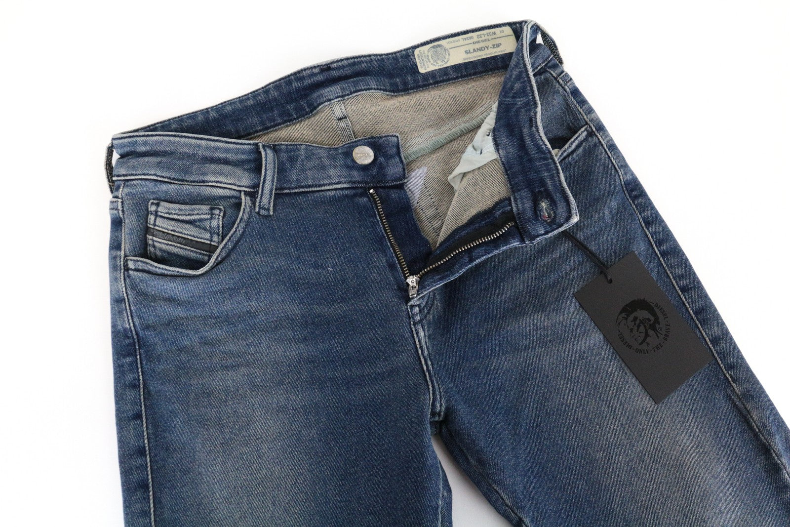 DIESEL Slandy-Zip 083AL Women Jeans W32/L32 Super Skinny Stretch Cotton Blue