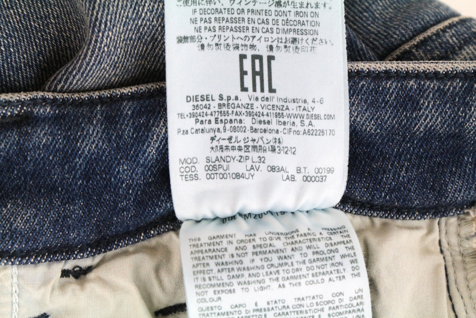 DIESEL Slandy-Zip 083AL Women Jeans W32/L32 Super Skinny Stretch Cotton Blue