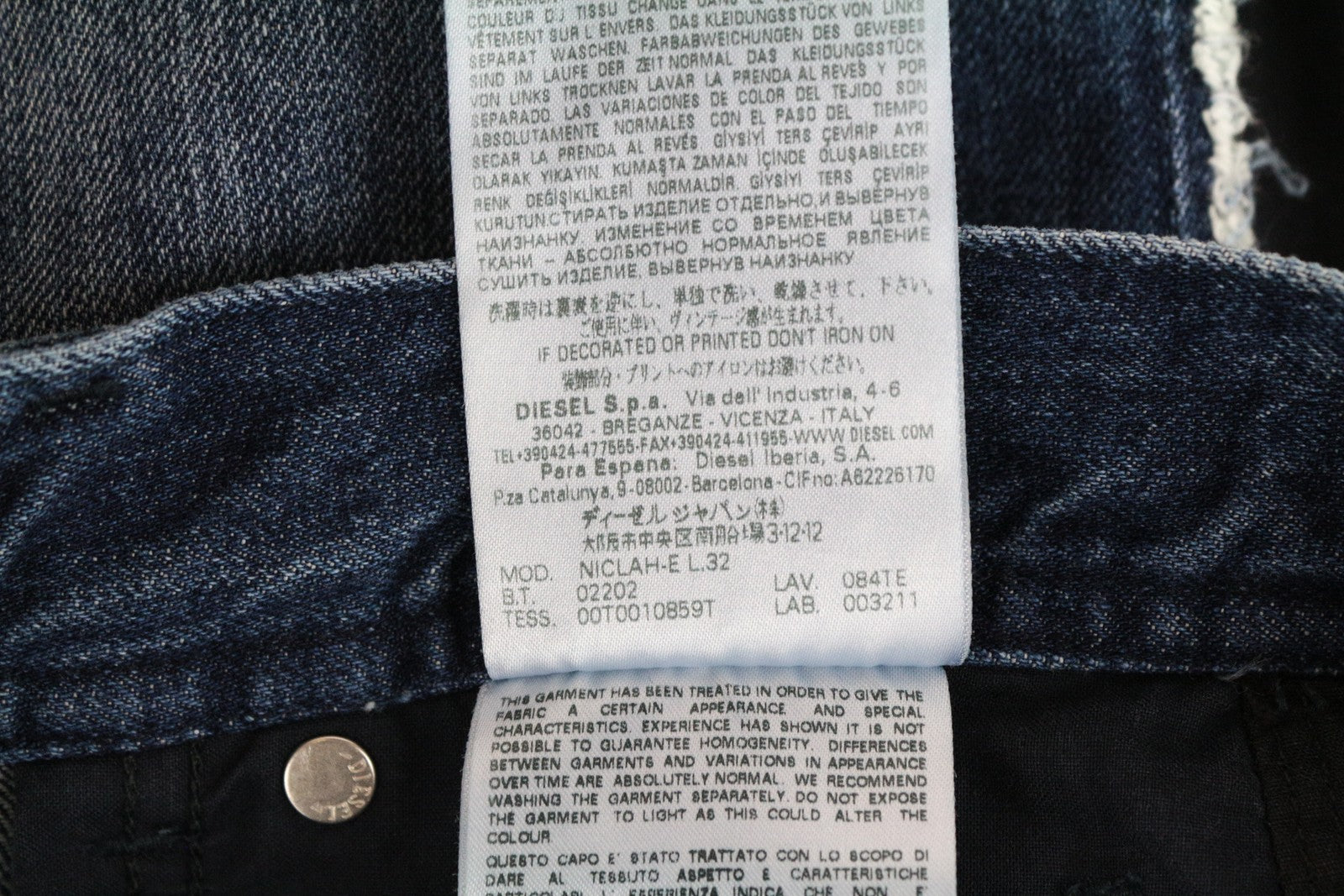 DIESEL Niclah-E 084TE Women Jeans W30/L32 Straight Cotton Blue Washed