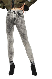 DIESEL Slandy-High 069GQ Women Jeans W25/L34 Super Skinny Grey Cotton Stretch