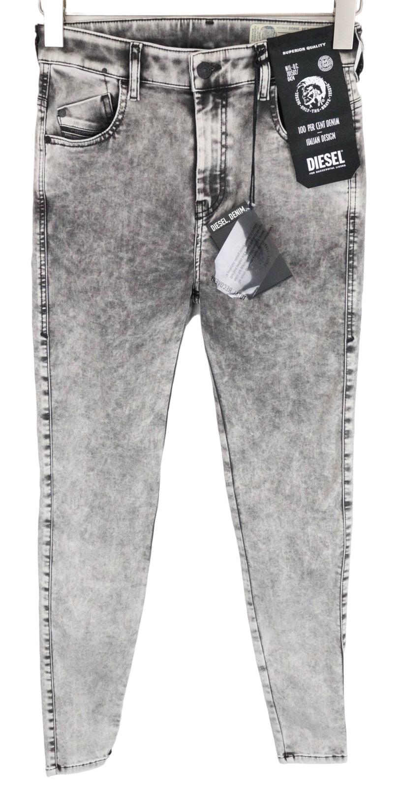 DIESEL Slandy-High 069GQ Women Jeans W25/L34 Super Skinny Grey Cotton Stretch