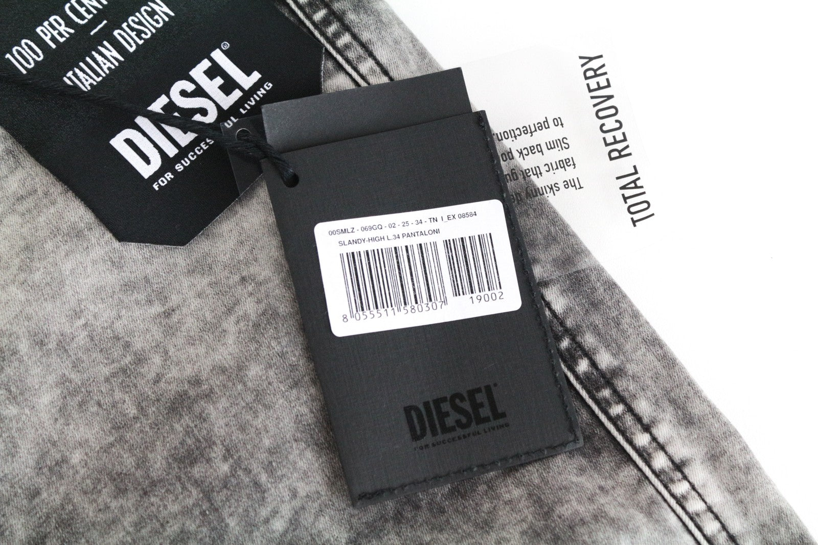 DIESEL Slandy-High 069GQ Women Jeans W25/L34 Super Skinny Grey Cotton Stretch