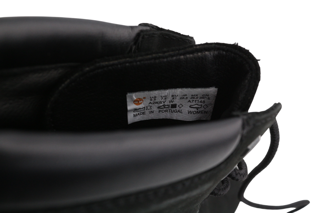 TIMBERLAND A2KSV Womens Boots EU41 UK7.5 Black Leather Ankle Lace Up Almond Toe