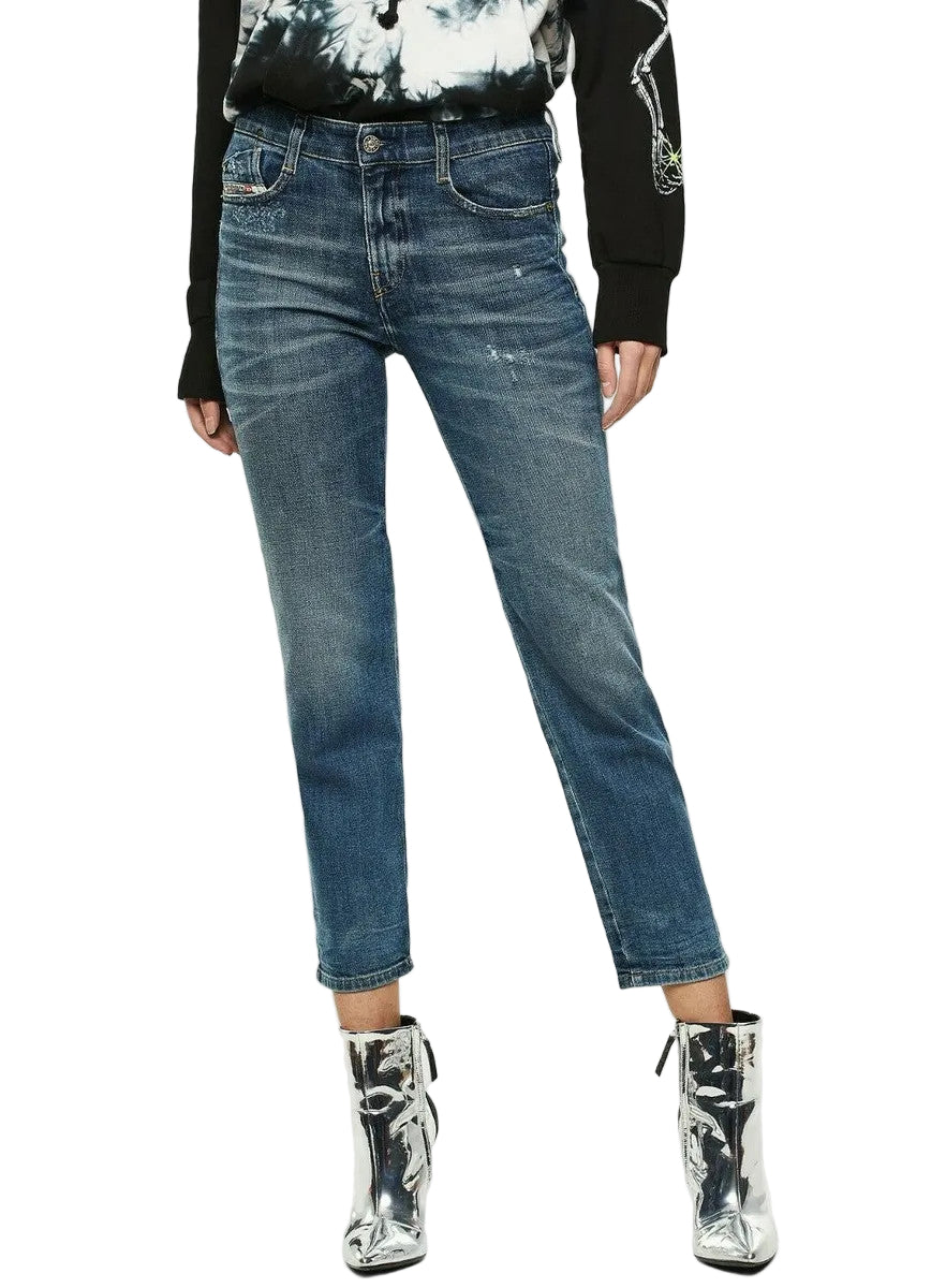 DIESEL D-Rifty 0890Y Women Jeans W25/L30 Slim Fit Washed Cotton Stretch Blue