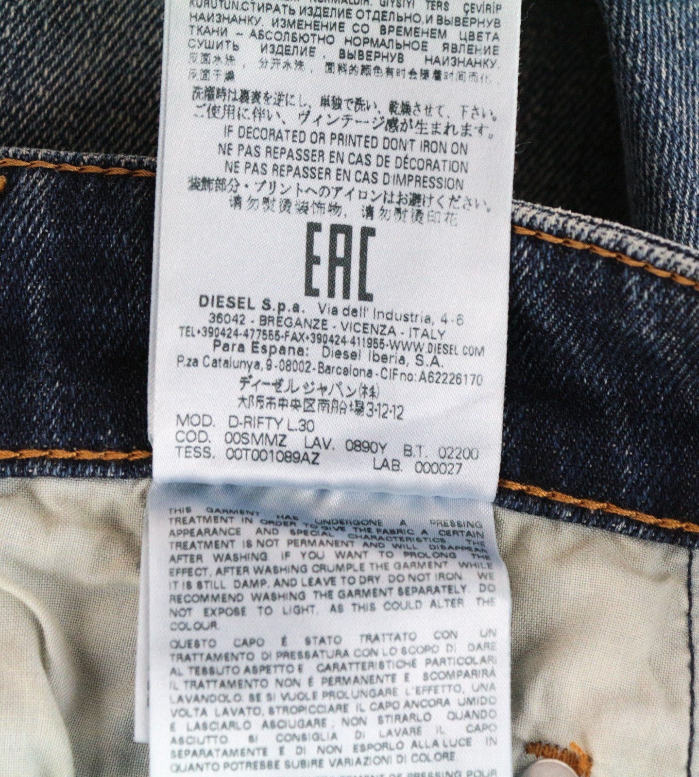 DIESEL D-Rifty 0890Y Women Jeans W25/L30 Slim Fit Washed Cotton Stretch Blue