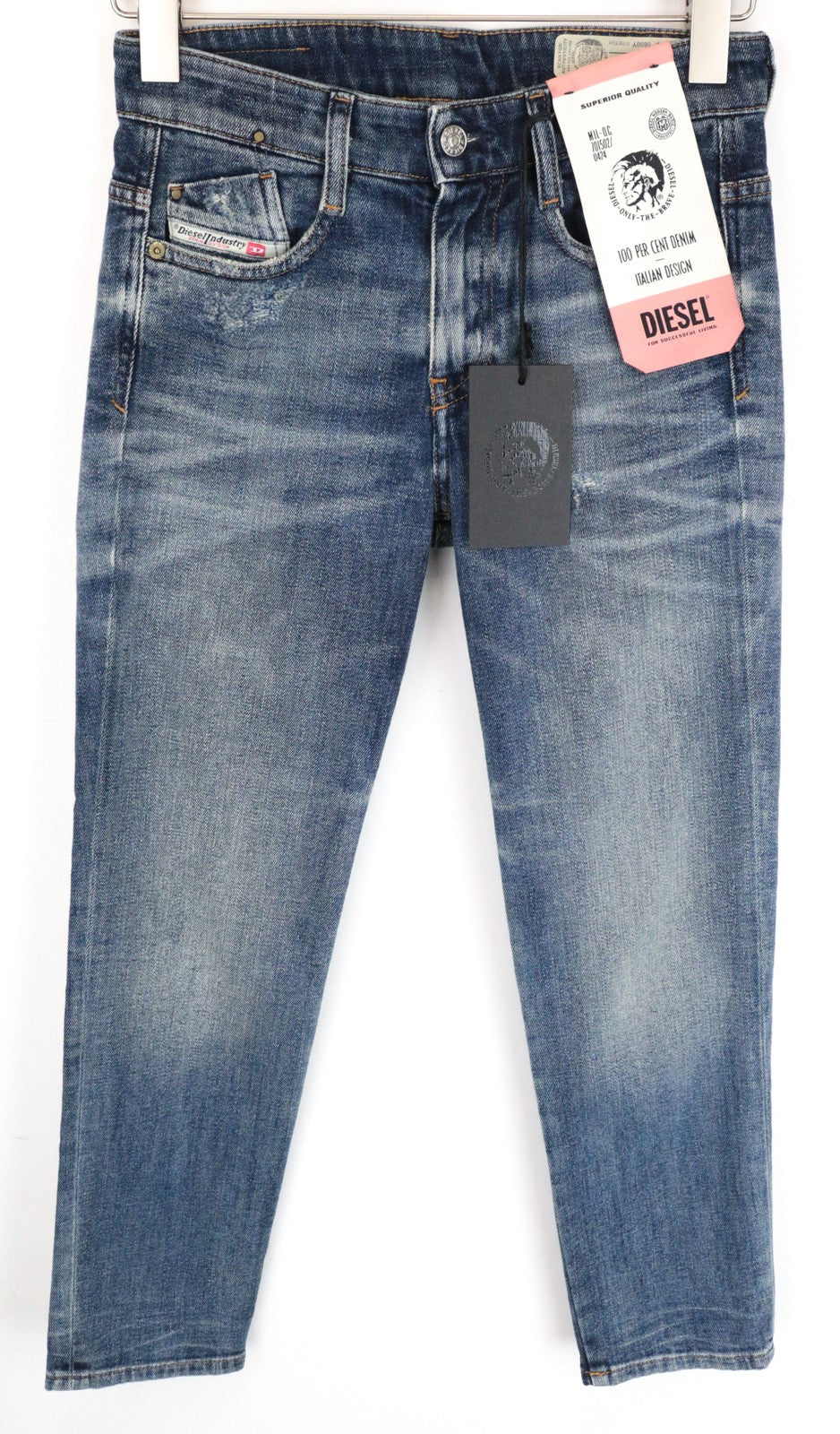 DIESEL D-Rifty 0890Y Women Jeans W25/L30 Slim Fit Washed Cotton Stretch Blue